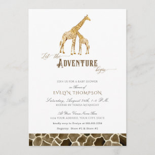 Invitation Cute Modern Safari Aventure Baby shower Giraffes