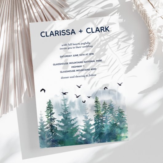 Invitation Cute Moderne Aquarelle Forrest Paysage Mariage I