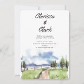 Invitation Cute Moderne Aquarelle Pays Mariage Paysage (Devant)
