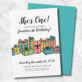 Invitation Cute moderne coloré 1er anniversaire