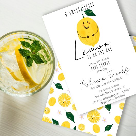 Invitation Cute moderne enceinte Baby shower citron Invitatio
