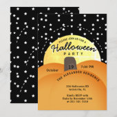Invitation Cute moderne Halloween Party Big Orange Citrouille (Devant / Derrière)