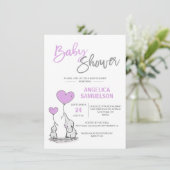 Invitation Cute Moderne LAVENDER Maman Elephant & Baby shower (Debout devant)