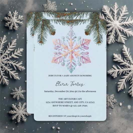 Invitation Cute Moderne Snowflakes hiver Baby shower mignon
