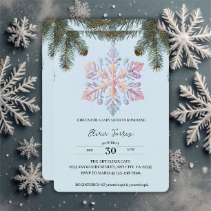 Invitation Cute Moderne Snowflakes hiver Baby shower mignon