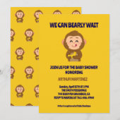 Invitation Cute Monkey thème Baby shower garçon (Devant / Derrière)
