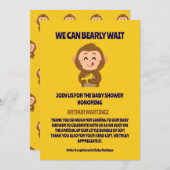 Invitation Cute Monkey thème Baby shower garçon (Devant / Derrière)
