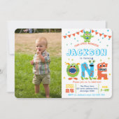 Invitation Cute Monster Boy 1ère photo d'anniversaire (Devant)