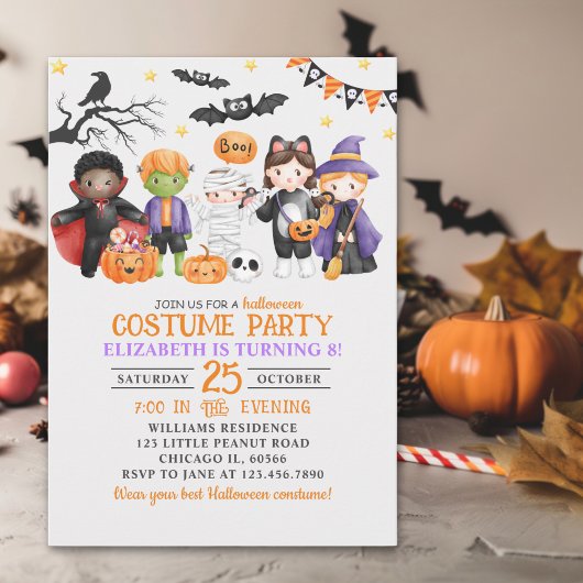 Invitation Cute Monster Halloween Costume Party For Kids
