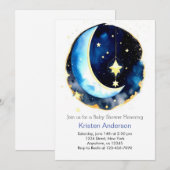 Invitation Cute Moon et étoiles Space Girl Baby shower (Devant / Derrière)