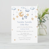 Invitation Cute Moon & Stars Twinkle Twinkle Baby shower (Debout devant)