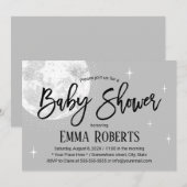 Invitation Cute Moon & Twinkle Baby shower Little Stars (Devant / Derrière)