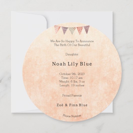 Invitation Cute Moon With Crown Baby Girl Card (Dos)