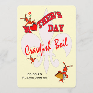 Invitation Cute Mother's Day Crawfish faire bouillir