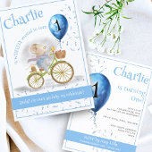 Invitation Cute Mouse Animal Bicyclette garçon 1er anniversai