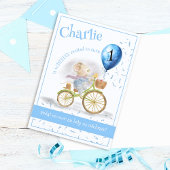 Invitation Cute Mouse Animal Bicyclette garçon 1er anniversai