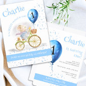 Invitation Cute Mouse Animal Bicyclette garçon 1er anniversai