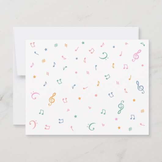 Invitation Cute Music Theme Anniversaire de enfant Party Invi (Dos)