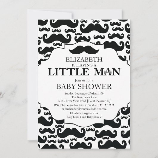Invitation Cute Mustache Bash Boys Baby shower (Devant)