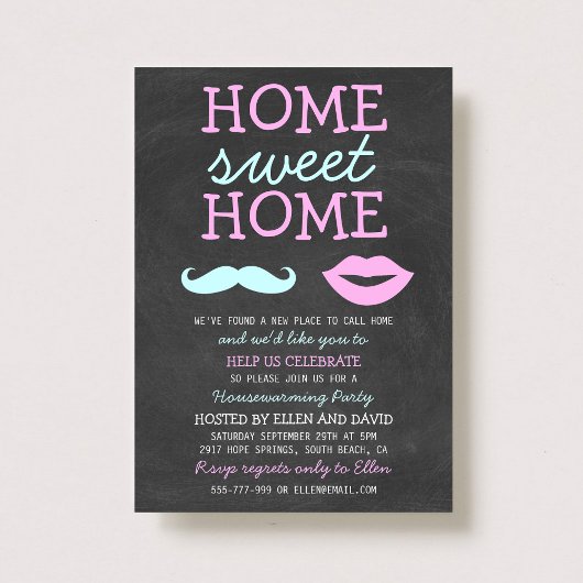 Invitation Cute Mustache & Lèvres Accueil Sweet Home Invitati