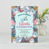 Invitation Cute Narwhal fish Pattern Watercolor Under the Sea (Debout devant)