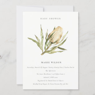 Invitation Cute Native Banksia Aquarelle Baby shower Floral