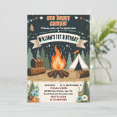 Invitation Cute Nature Boys One Happy Camper 1er Anniversaire (Debout devant)
