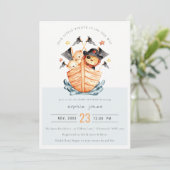 Invitation Cute Nautical Pirate Ship Lion Cub Baby shower (Debout devant)
