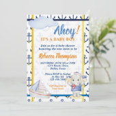 Invitation Cute nautique thème garçon baby shower (Debout devant)