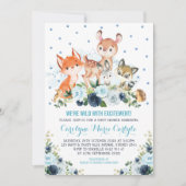 Invitation Cute Navy Baby shower d'animaux de la forêt de boi (Devant)
