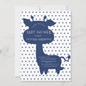 Invitation Cute Navy Blue Giraffe Polkadot Baby shower (Devant)