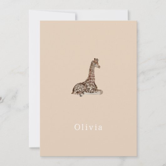 Invitation Cute Neutral Birth Announcement Giraffe Card (Devant)