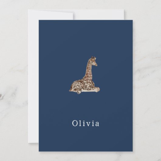 Invitation Cute Neutral Birth Announcement Giraffe Card (Devant)