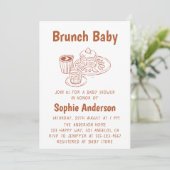 Invitation Cute Neutral Coffee & Pancakes Brunch Baby Shower (Debout devant)