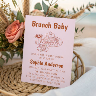 Invitation Cute Neutral Coffee & Pancakes Brunch Baby Shower