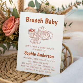 Invitation Cute Neutral Coffee & Pancakes Brunch Baby Shower