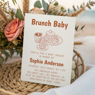 Invitation Cute Neutral Coffee & Pancakes Brunch Baby Shower