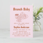 Invitation Cute Neutral Coffee & Pancakes Brunch Baby Shower (Debout devant)
