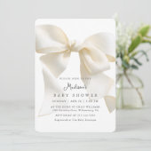 Invitation Cute Neutral Ivory Coquette Bow Baby Shower (Debout devant)