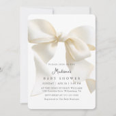 Invitation Cute Neutral Ivory Coquette Bow Baby Shower (Devant)