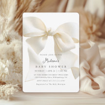 Cute Neutral Ivory Coquette Bow Baby Shower