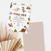 Invitation Cute Neutral Trois Rex Dinosaur Anniversaire