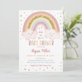 Invitation Cute Neutre Boho Rainbow Clouds Baby shower (Debout devant)