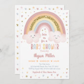 Invitation Cute Neutre Boho Rainbow Clouds Baby shower (Devant / Derrière)