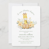 Invitation Cute New Chapter Begins Garden Giraffe Baby Shower (Devant)