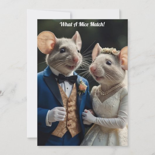 Invitation Cute Newlyweds Mice Wedding (Devant)