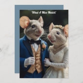 Invitation Cute Newlyweds Mice Wedding (Devant / Derrière)