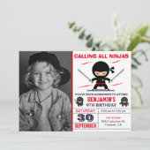 Invitation Cute Ninja Guerrier Enfants Photo Anniversaire (Debout devant)