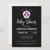 Invitation Cute noir Halloween Pink Sugar Baby shower crâne (Devant)