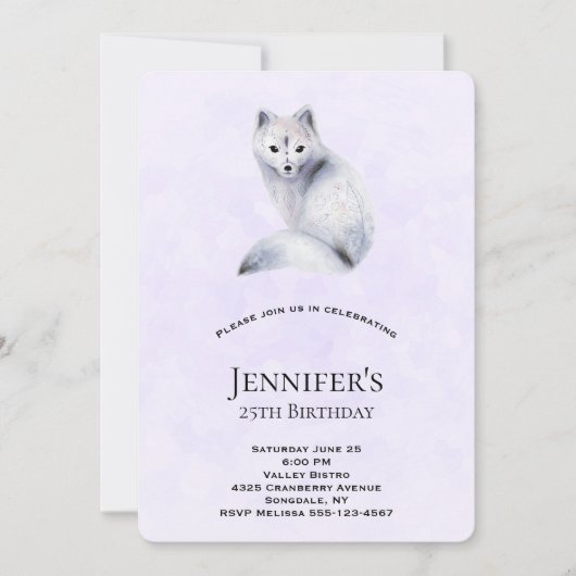 Invitation Cute Nordic Fox avec motifs floraux Anniversaire (Devant)